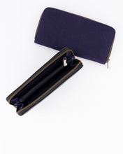 Load image into Gallery viewer, The Camps Bay Purse | Black Leather and Navy Canvas