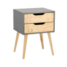 Load image into Gallery viewer, Halti Grey Side Table with Two Drawer - Cut Out Handles