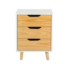 Load image into Gallery viewer, Halti White Side Table with Three Drawers - Cut Out Handles