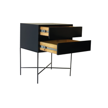 Load image into Gallery viewer, Everest Black Two Drawer Side Table - Hidden Handles