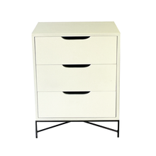 Load image into Gallery viewer, Everest White Side Table Three Drawer - Cut Out Handles