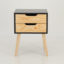 Load image into Gallery viewer, Halti Black Side Table with Two Drawer - Cut Out Handles