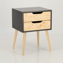 Load image into Gallery viewer, Halti Black Side Table with Two Drawer - Cut Out Handles