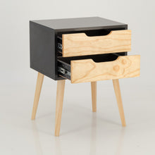 Load image into Gallery viewer, Halti Black Side Table with Two Drawer - Cut Out Handles