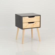 Load image into Gallery viewer, Halti Black Side Table with Two Drawer - Cut Out Handles