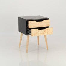 Load image into Gallery viewer, Halti Black Side Table with Two Drawer - Cut Out Handles
