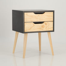 Load image into Gallery viewer, Halti Black Side Table with Two Drawer - Cut Out Handles
