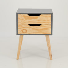 Load image into Gallery viewer, Halti Grey Side Table with Two Drawer - Cut Out Handles