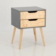 Load image into Gallery viewer, Halti Grey Side Table with Two Drawer - Cut Out Handles