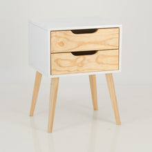 Load image into Gallery viewer, Halti White Side Table with Two Drawer - Cut Out Handles