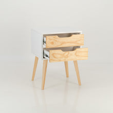 Load image into Gallery viewer, Halti White Side Table with Two Drawer - Cut Out Handles