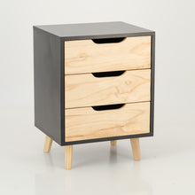 Load image into Gallery viewer, Halti Black Side Table with Three Drawers - Cut Out Handles