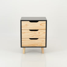 Load image into Gallery viewer, Halti Black Side Table with Three Drawers - Cut Out Handles