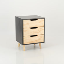 Load image into Gallery viewer, Halti Black Side Table with Three Drawers - Cut Out Handles