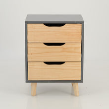 Load image into Gallery viewer, Halti Grey Side Table with Three Drawers - Cut Out Handles