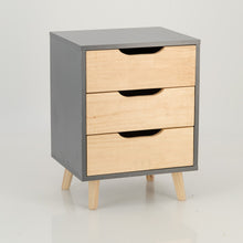 Load image into Gallery viewer, Halti Grey Side Table with Three Drawers - Cut Out Handles