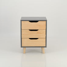 Load image into Gallery viewer, Halti Grey Side Table with Three Drawers - Cut Out Handles