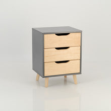 Load image into Gallery viewer, Halti Grey Side Table with Three Drawers - Cut Out Handles