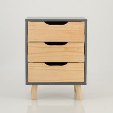 Load image into Gallery viewer, Halti Grey Side Table with Three Drawers - Cut Out Handles