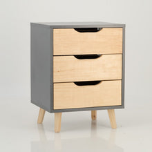 Load image into Gallery viewer, Halti Grey Side Table with Three Drawers - Cut Out Handles