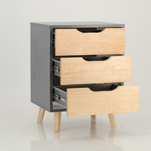 Load image into Gallery viewer, Halti Grey Side Table with Three Drawers - Cut Out Handles