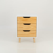 Load image into Gallery viewer, Halti White Side Table with Three Drawers - Cut Out Handles