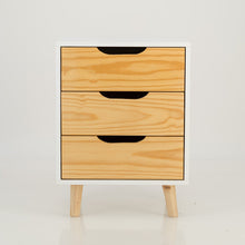 Load image into Gallery viewer, Halti White Side Table with Three Drawers - Cut Out Handles