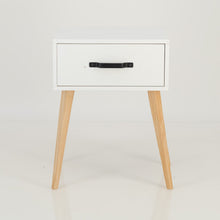 Load image into Gallery viewer, Makalu White Side Table with One Drawer - Steel Handles