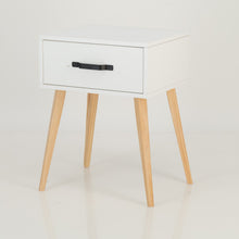 Load image into Gallery viewer, Makalu White Side Table with One Drawer - Steel Handles