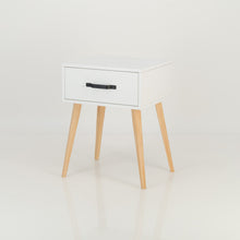 Load image into Gallery viewer, Makalu White Side Table with One Drawer - Steel Handles