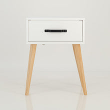 Load image into Gallery viewer, Makalu White Side Table with One Drawer - Steel Handles