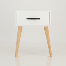 Load image into Gallery viewer, Makalu White Side Table with One Drawer - Steel Handles