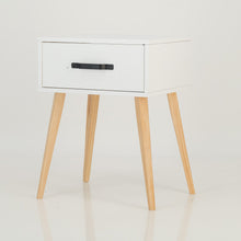 Load image into Gallery viewer, Makalu White Side Table with One Drawer - Steel Handles