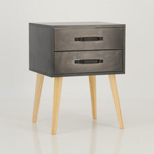 Load image into Gallery viewer, Makalu Black Side Table with Two Drawers - Steel Handles