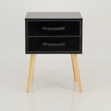 Load image into Gallery viewer, Makalu Black Side Table with Two Drawers - Steel Handles