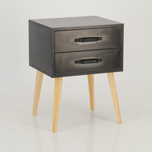 Load image into Gallery viewer, Makalu Black Side Table with Two Drawers - Steel Handles