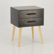Load image into Gallery viewer, Makalu Black Side Table with Two Drawers - Steel Handles