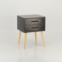 Load image into Gallery viewer, Makalu Black Side Table with Two Drawers - Steel Handles
