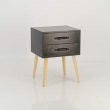 Load image into Gallery viewer, Makalu Black Side Table with Two Drawers - Steel Handles