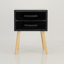 Load image into Gallery viewer, Makalu Black Side Table with Two Drawers - Steel Handles