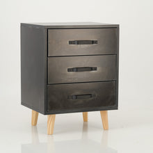 Load image into Gallery viewer, Makalu Black Side Table with Three Drawers - Steel Handles