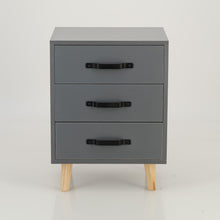 Load image into Gallery viewer, Makalu Grey Side Table with Three Drawers - Steel Handles