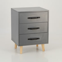 Load image into Gallery viewer, Makalu Grey Side Table with Three Drawers - Steel Handles