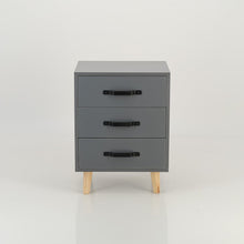 Load image into Gallery viewer, Makalu Grey Side Table with Three Drawers - Steel Handles