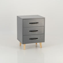 Load image into Gallery viewer, Makalu Grey Side Table with Three Drawers - Steel Handles