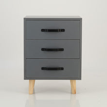 Load image into Gallery viewer, Makalu Grey Side Table with Three Drawers - Steel Handles