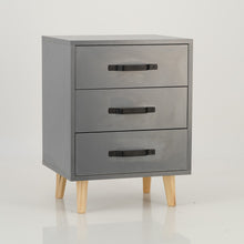 Load image into Gallery viewer, Makalu Grey Side Table with Three Drawers - Steel Handles