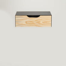 Load image into Gallery viewer, Manaslu Black Floating Side Table Slimline One Drawer - Cut Out Handle