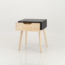 Load image into Gallery viewer, Manaslu Black Side Table Slimline One Drawer - Cut Out Handle