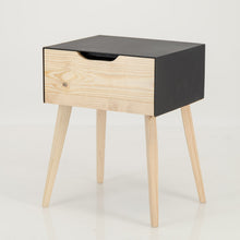 Load image into Gallery viewer, Manaslu Black Side Table One Drawer - Cut Out Handle